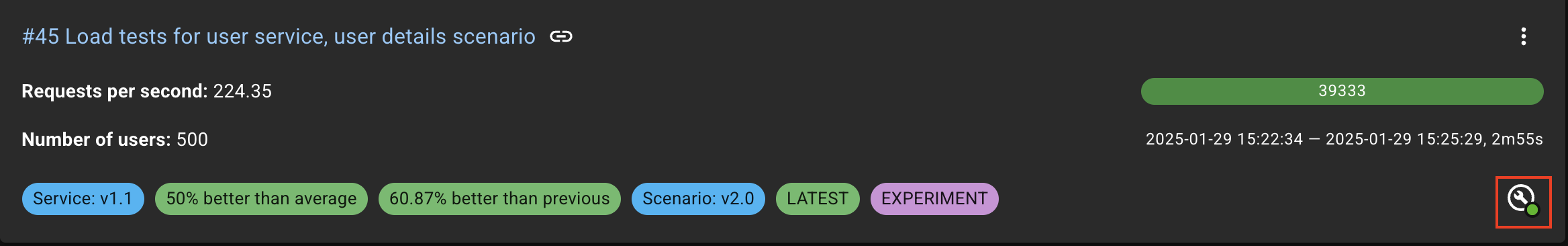 Load tests job URL
