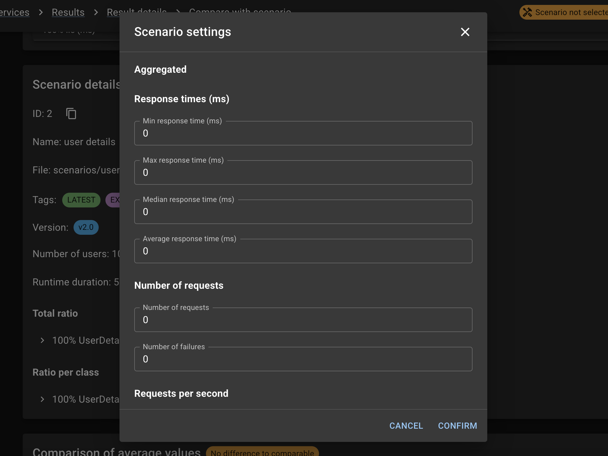 Scenario settings