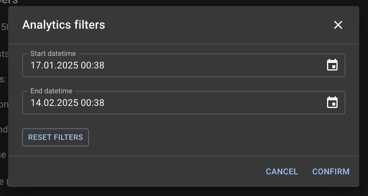 Analytics filters