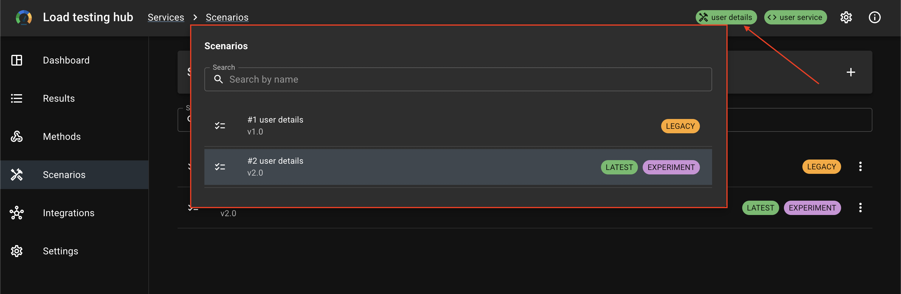 Select scenario