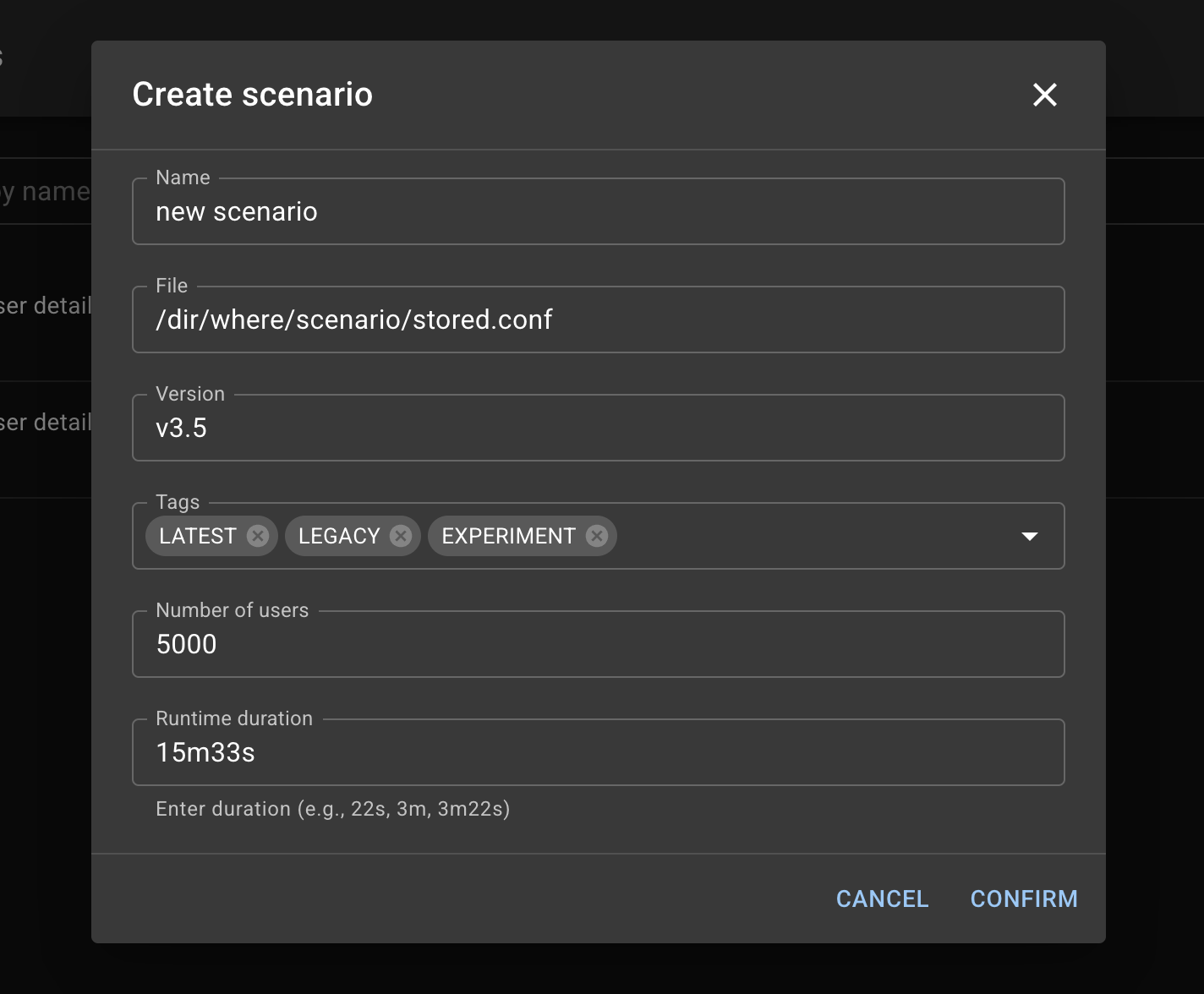 Create scenario