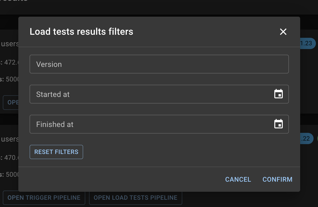 Results filters